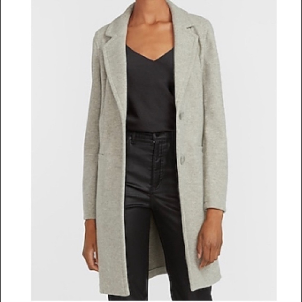 Express Grey Two Button Knit Coat